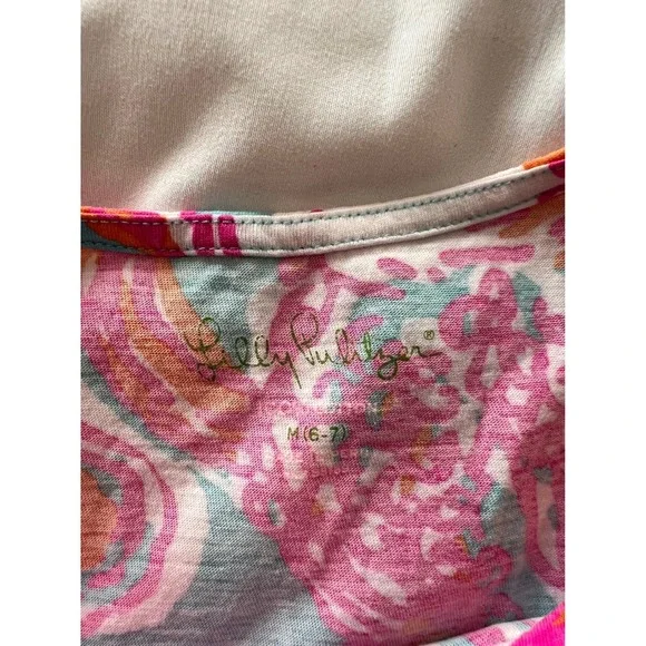 Lilly Pulitzer Girls Dress Size M (6-7) Colorful Floral Print Gold Button Detail - Picture 4 of 8